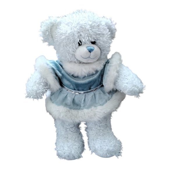 Build-A-Bear Teddy 16 Inch White & Blue "Fur" with Blue Nose and Mouth - Picture 2 of 9
